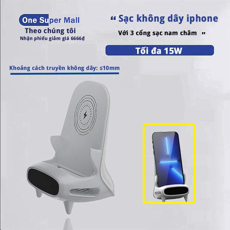 Sạc không dây iphone, đế sạc không dây đa năng, Sạc không dây, Với 3 cổng sạc nam châm, sạc không dây thông minh, 15w sạc iphone, Tương thích với iPhone và điện thoại Android