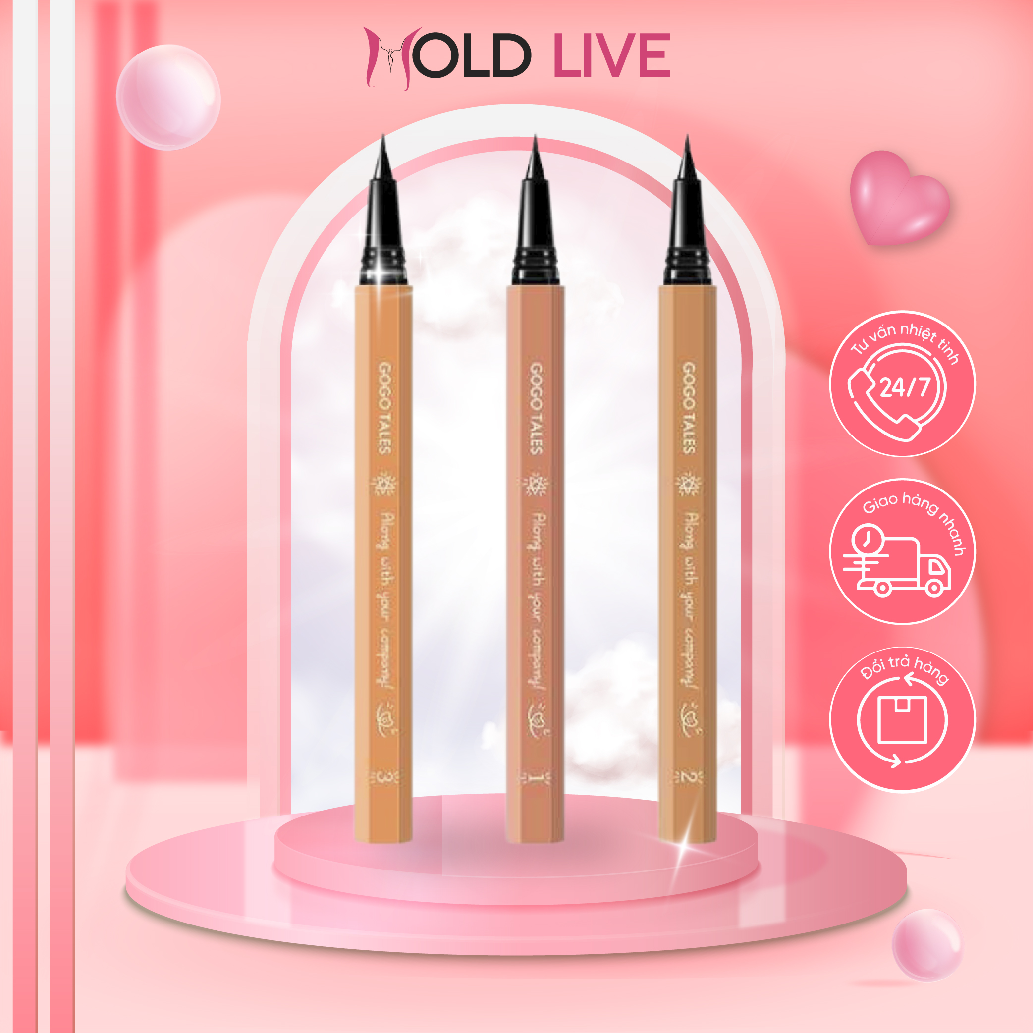 Bút kẻ mắt nước Gogo tales kẻ mắt eyeliner chống nước lâu trôi nét mảnh nội địa Trung chính hãng GT211