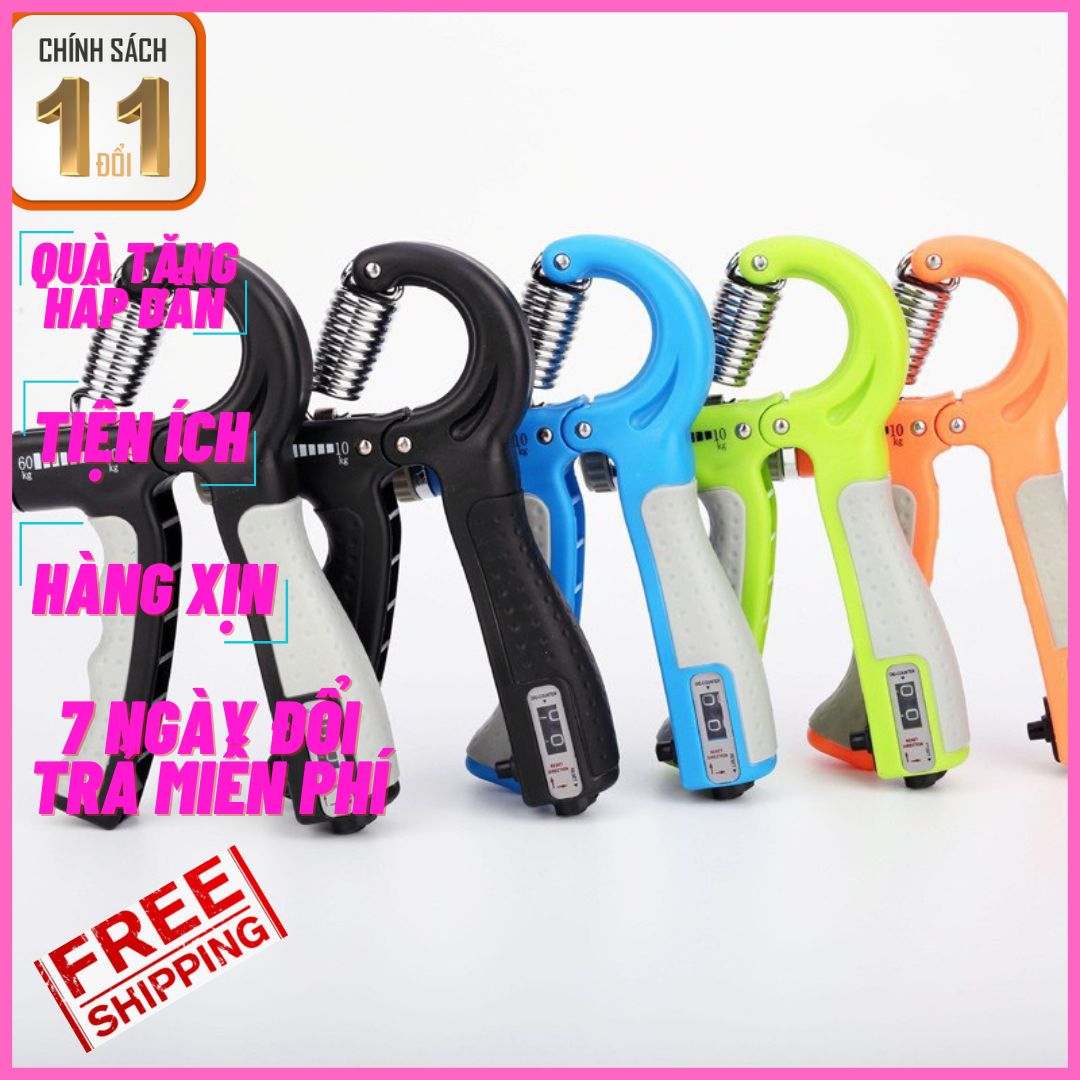 Kìm bóp tay chữ r có lò xo điều chỉnh lực từ 5-60kg, kìm tập gym bấm số tự động, dụng cụ tập cơ tay, dung cu tap gym, tap gym, the thao, the hinh, tap the thao, do dung the thao..