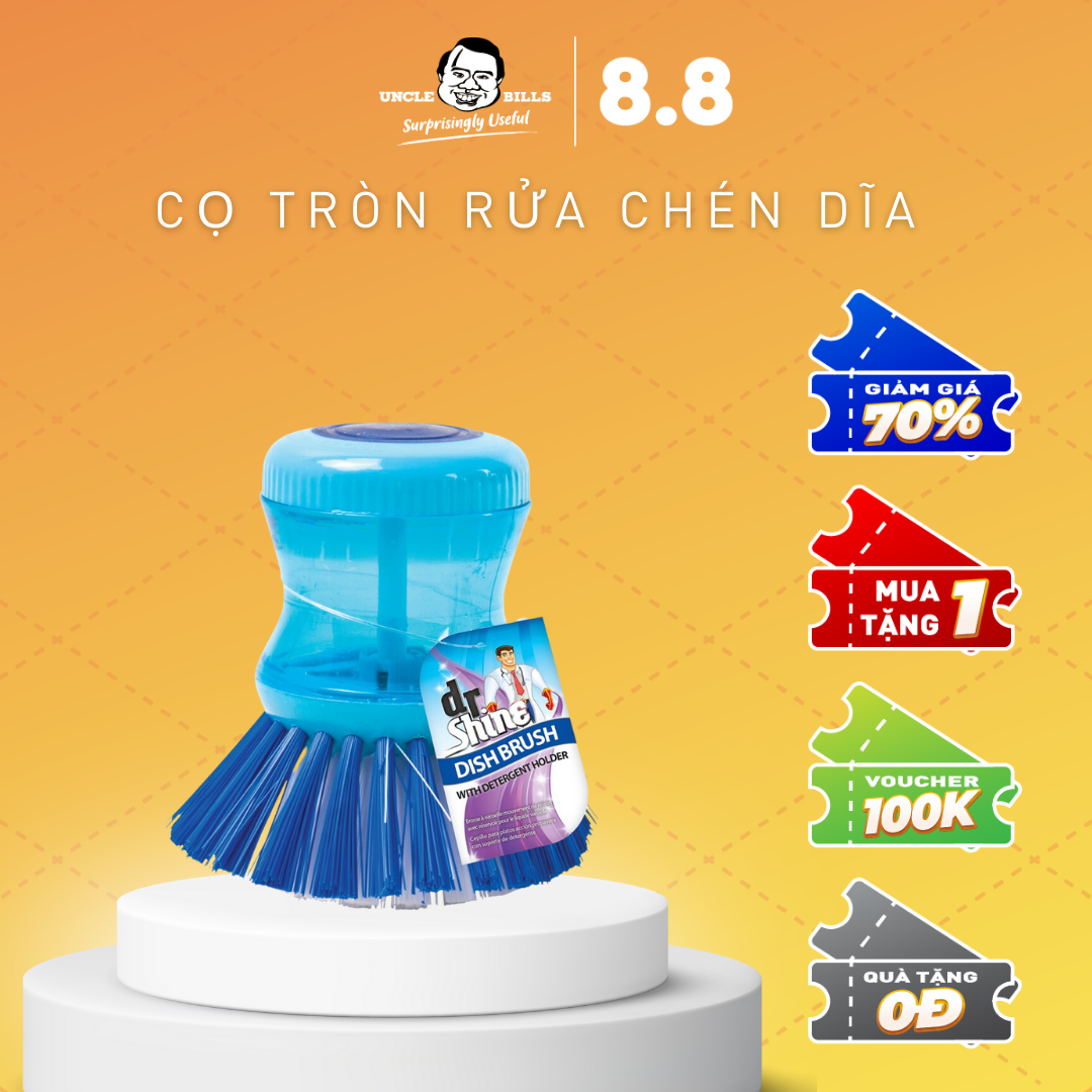 Cọ tròn rửa chén dĩa Uncle Bills BB0031 - Có ống đựng nước rửa chén