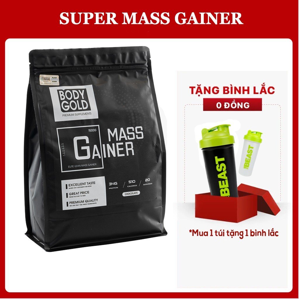 Sữa Tăng Cân - Tăng Cơ ELITE LEAN MASS GAINER BODY GOLD 1Kg - Tặng Bình Lắc