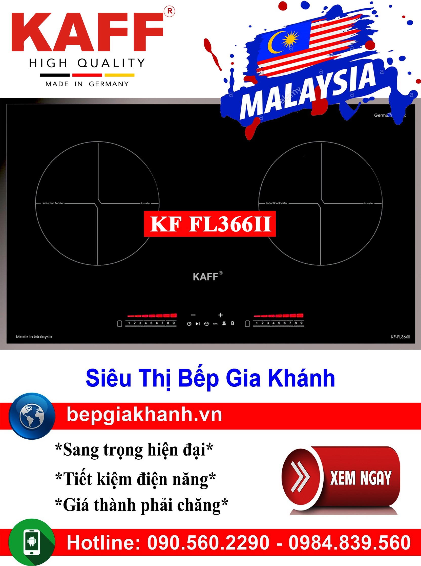 [HCM]Bếp từ đôi Kaff KF FL366II nhập khẩu Malaysia, bếp từ, bếp điện từ, bếp từ đôi, bếp điện từ đôi, bếp từ giá rẻ, bếp điện từ giá rẻ, bếp từ đơn, bep tu don, bep tu