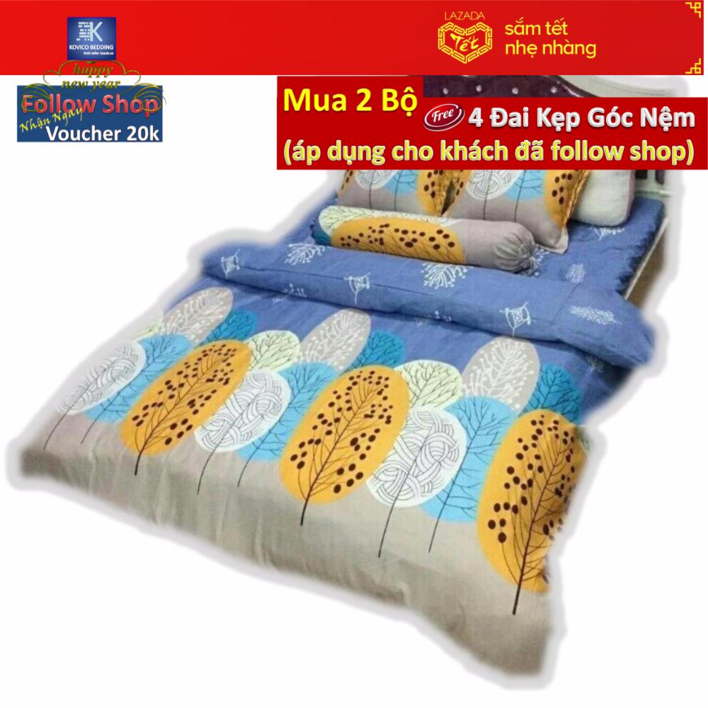 (FreeShip MAX) Ga chun bọc và 2 áo gối chất liệu cotton Nhung .
