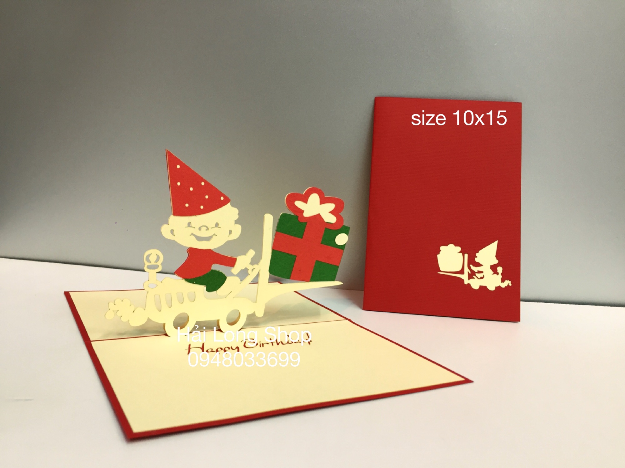 Cậu Bé chở quà -  Sinh Nhật - Birthday - Thiệp 3D