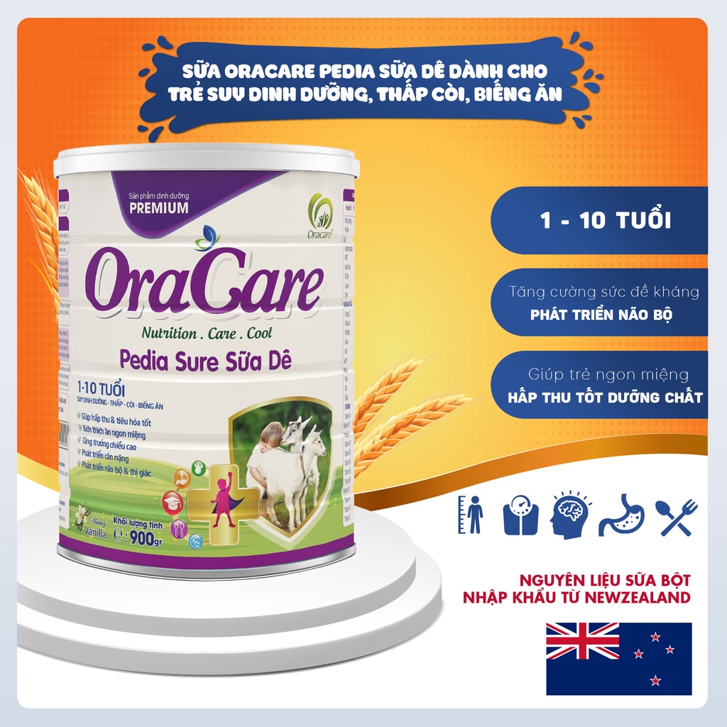Sữa OraCare Pedia Sữa Dê - Dành cho trẻ suy dinh dưỡng, thấp còi