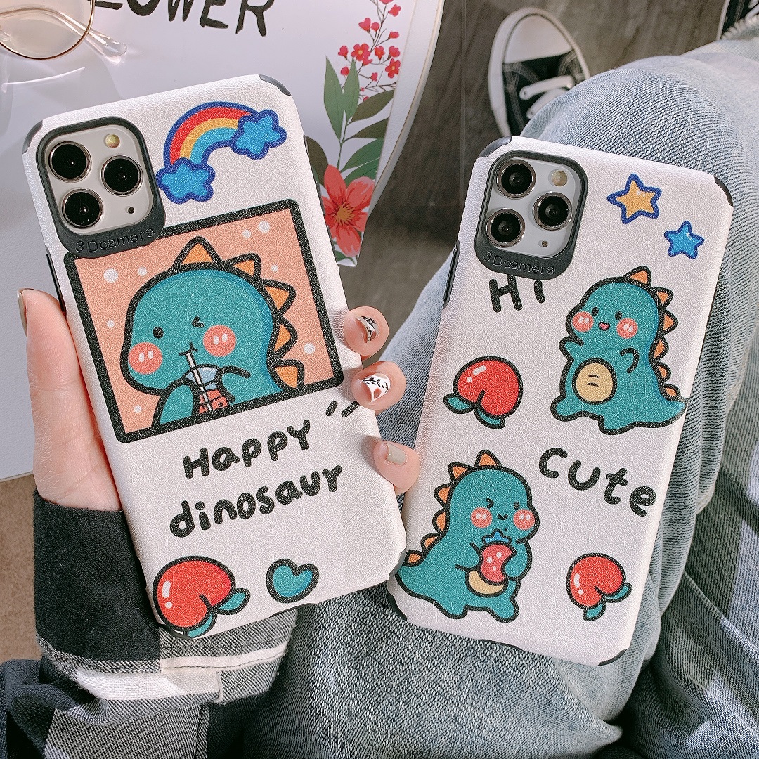 Ốp lưng da imd happy dinosauy
