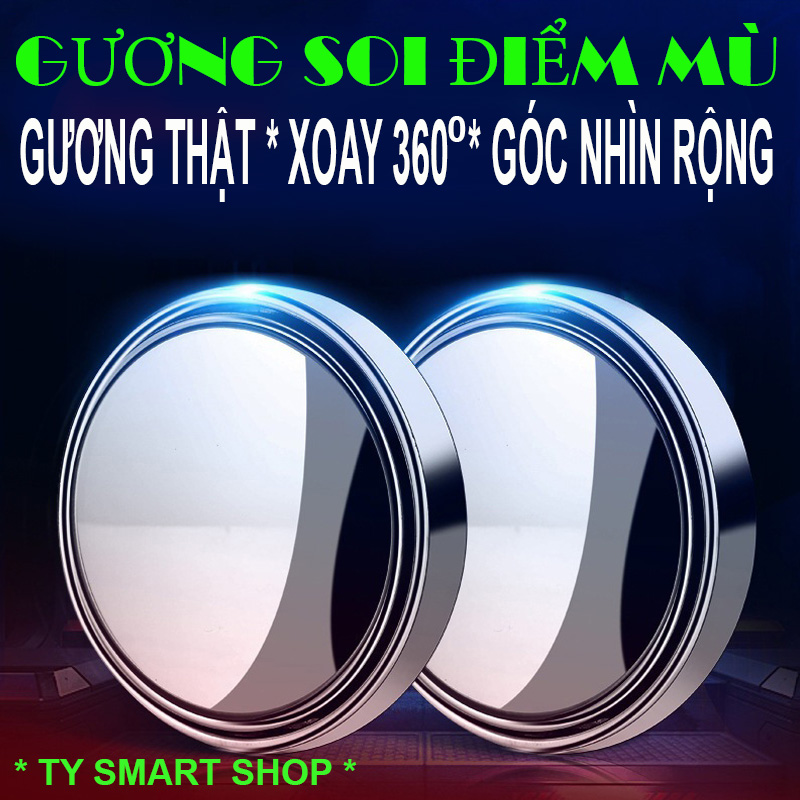 [Set 2 Cái] Gương cầu lồi, gương soi điểm mù, gương lồi có viền gắn kính chiếu hậu xe ô tô, xe hơi xoay 360 độ xóa điểm mù bằng thủy tinh tráng bạc cho hình ảnh sáng trong chân thật  - Tặng kèm miếng dán cao cấp 3M