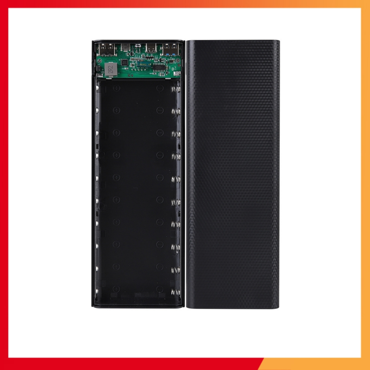 Box sạc dự phòng 10 cell , box sạc nhanhqc3.0, mạch sạc 10 cell dùng pin 18650 ,hỗ trợ cổng type c - không có pin màu đen chính hãng