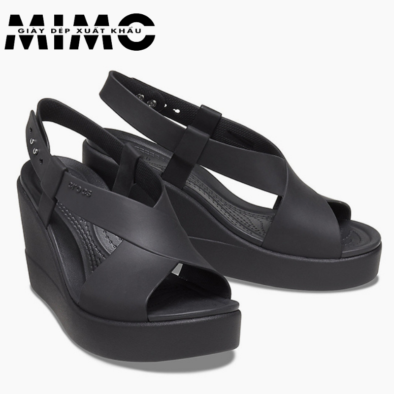 Giày sandal, sandal nữ, sandal cross brooklyn đế xuồng, sandal cao gót 9p, sandal xuồng màu đen hàng xuất cao cấp siêu êm mềm nhẹ, bền đẹp, full box
