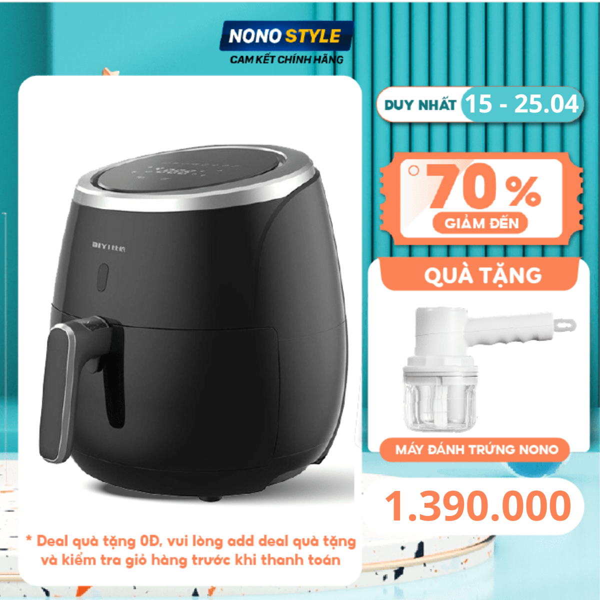 Nồi Chiên Không Dầu BIYI AF25A, Dung tích 6.4Lít, Chống dính cao cấp | Hàng Chính hãng, Bảo hành 1 năm | SG Giao Nhanh 4H
