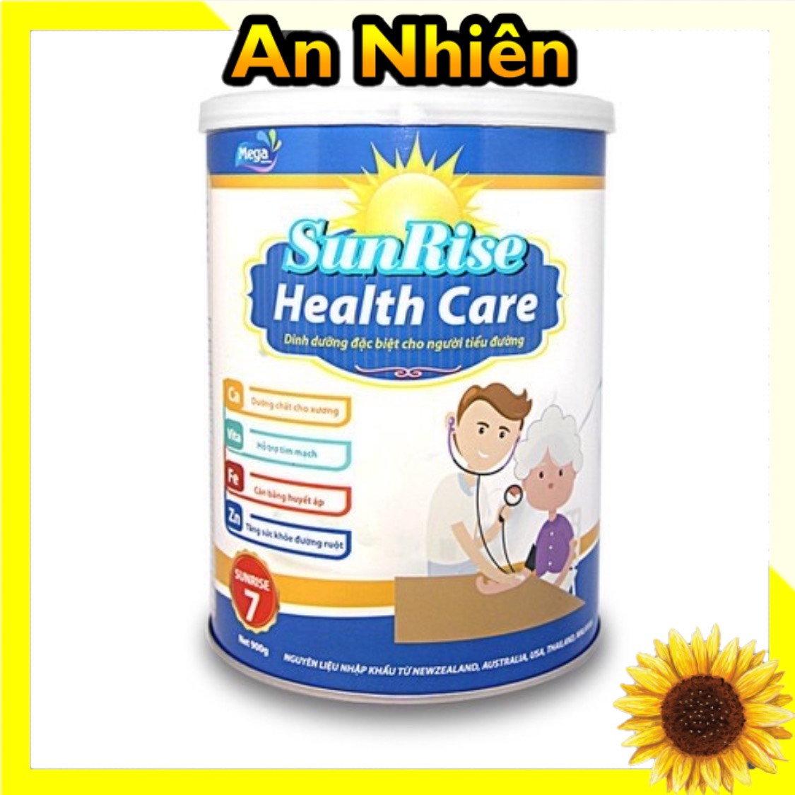 Thùng 12 lon Sữa cho người tiểu đường giúp ổn định đường huyết Sunrise Health Care 900g