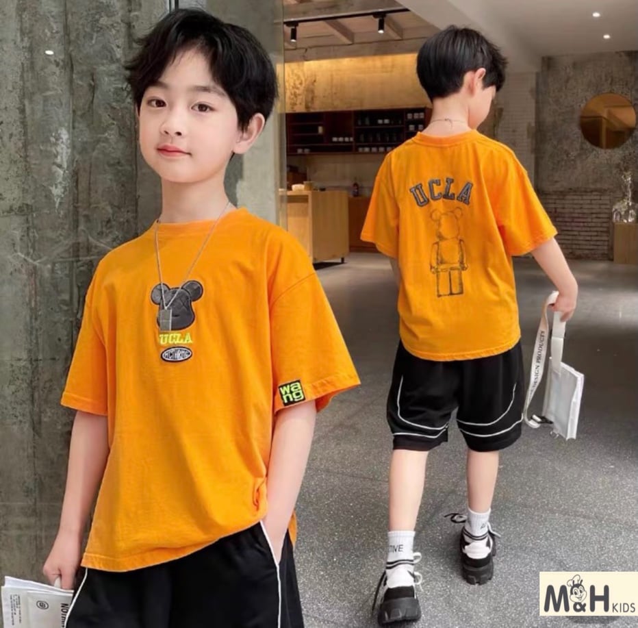 Bộ cotton gấu thêu cho bé trai 22-50kg