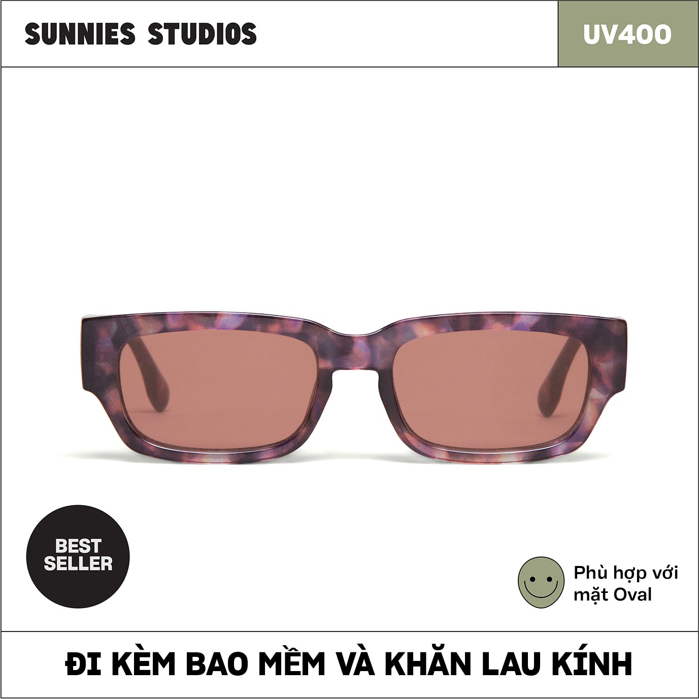 Kính mát Sunnies Studios Gọng Chữ Nhật Jarvis in Mosaic