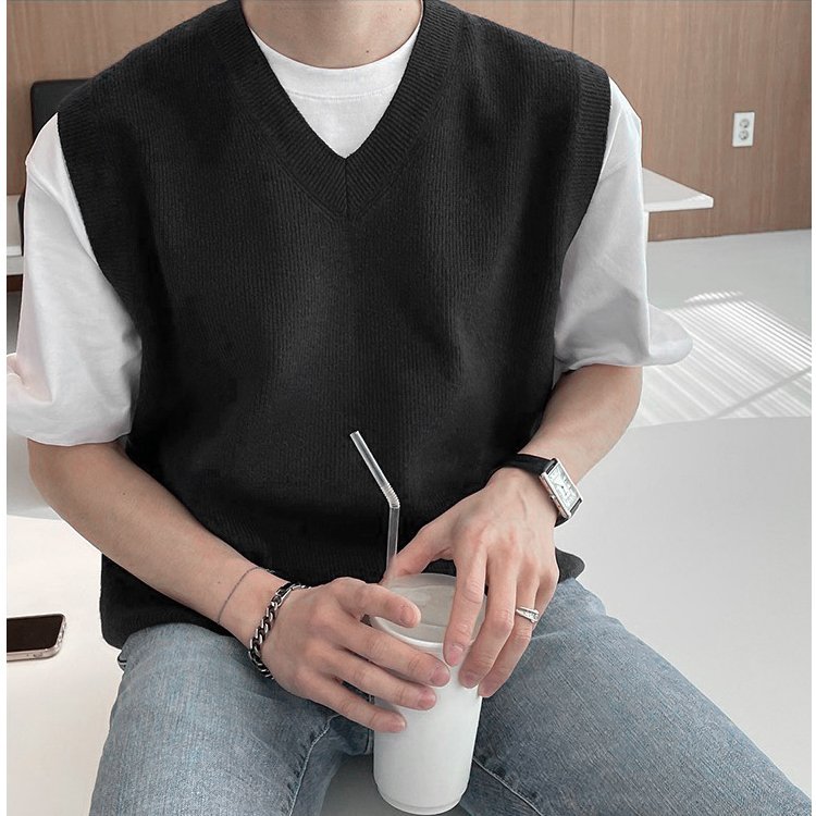 Áo gile len nam form rộng - Kas unisex