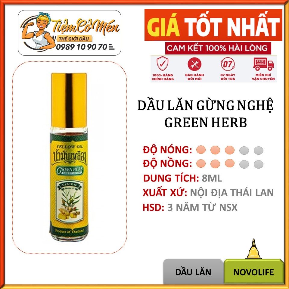 Dầu lăn thảo dược Nghệ Gừng Yellow Oil Green Herb Thái Lan