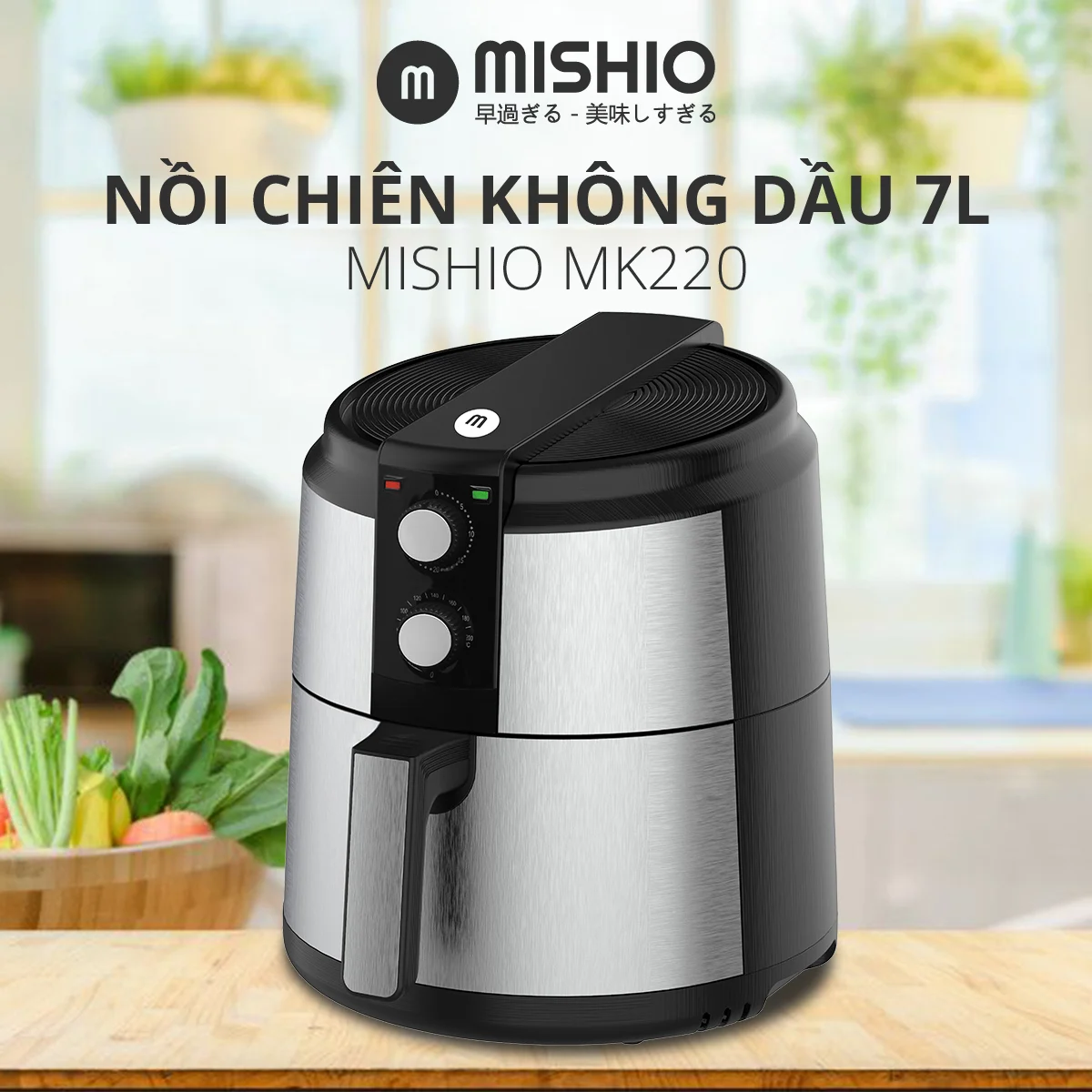 Nồi Chiên Không Dầu Mishio MK220 7L (5L) 1500W