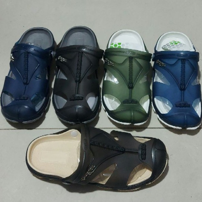 [HCM]Dép nhựa dẻo bít mũi nam đế êm chân 2 lớp