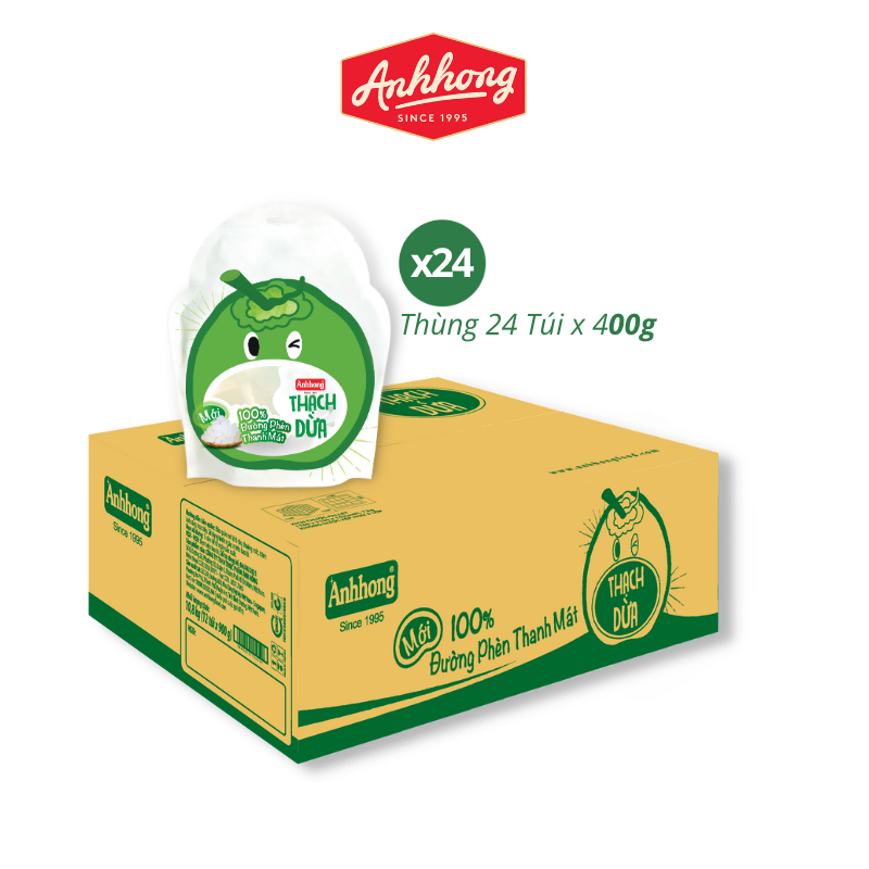 Thùng thạch dừa đường phèn Ánh Hồng - Thạch dừa túi