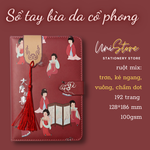 Sổ Tay Bìa Da Pu Khóa Nam Châm phong cách cổ trang siêu đẹp