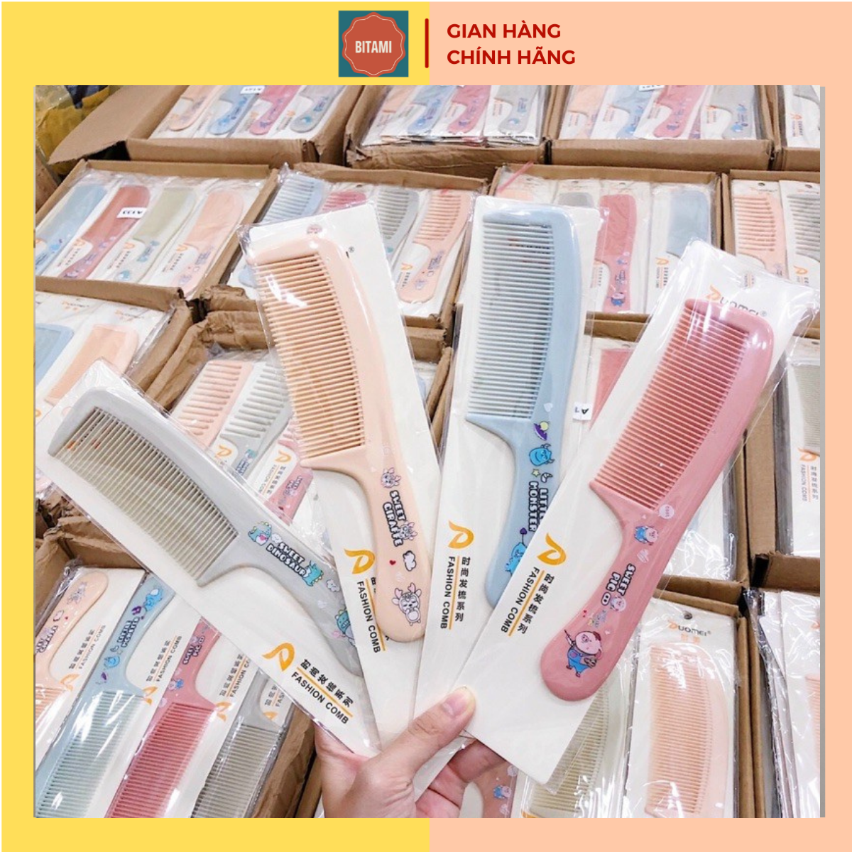 Lược chải tóc họa tiết hình thú dễ thương, phụ kiện tóc loại dày, Bitami