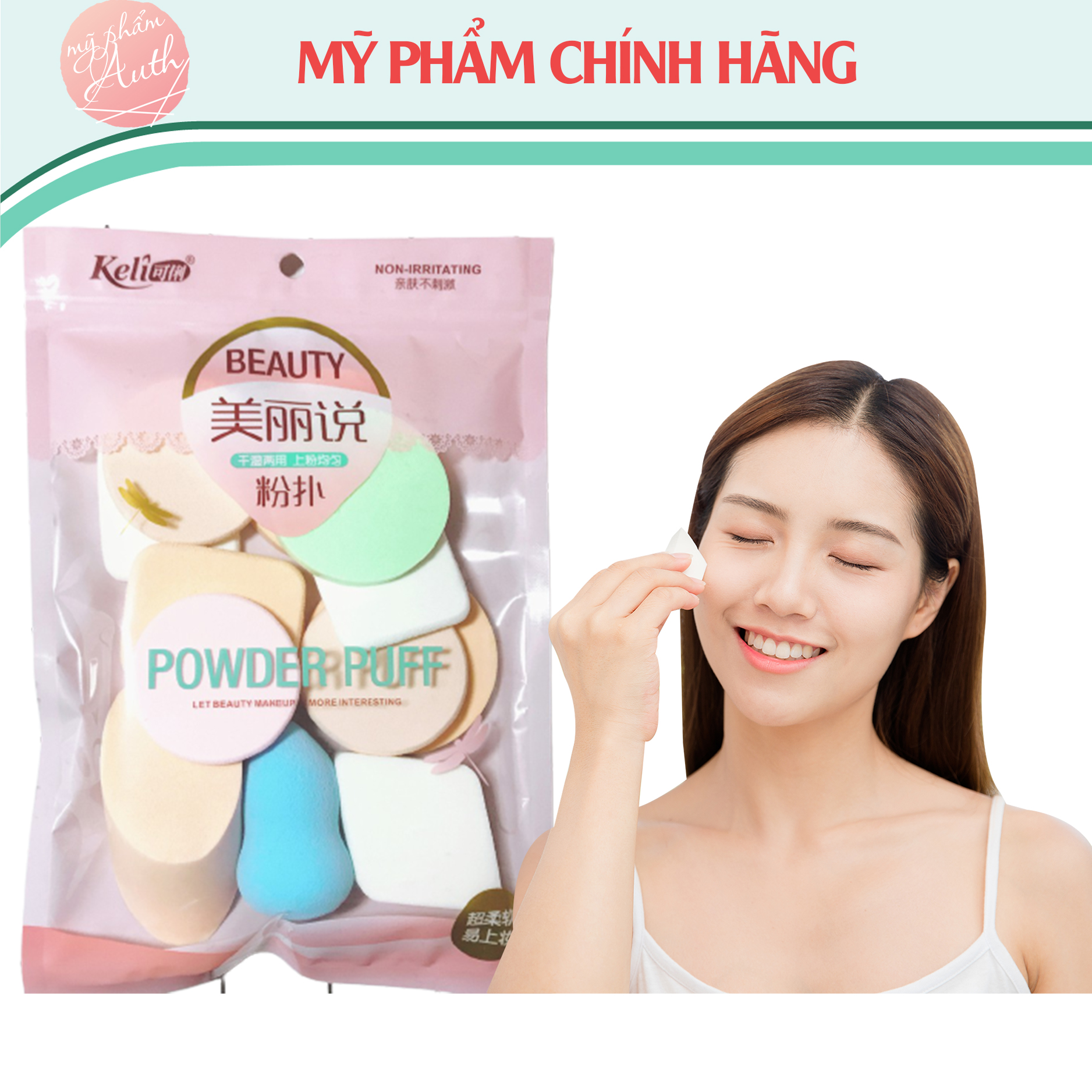 Set 13 bông mút trang điểm, dặm phấn chính hãng KELI - hàng xịn sò
