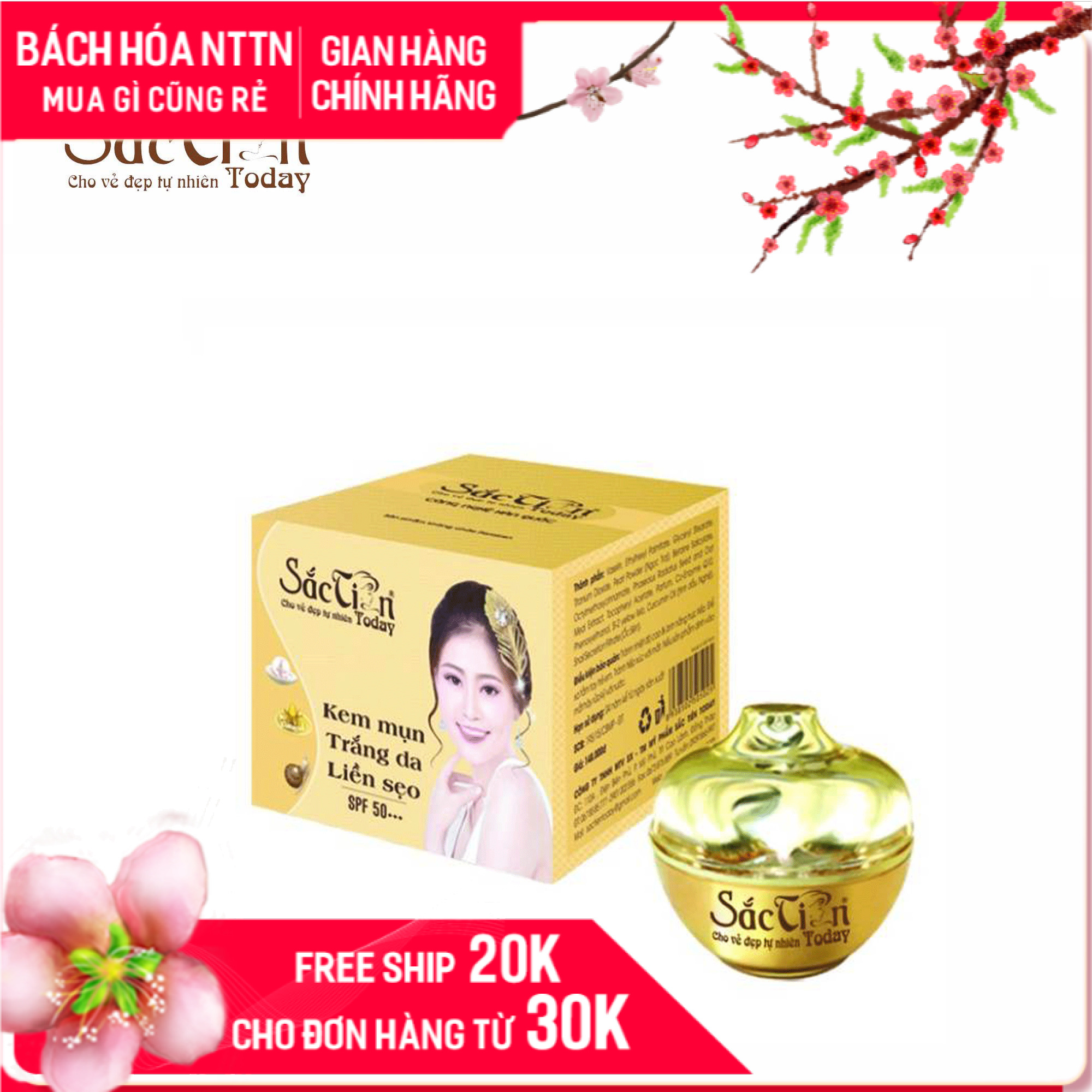 Kem mụn trắng da liền sẹo Sắc Tiên Today (25g)