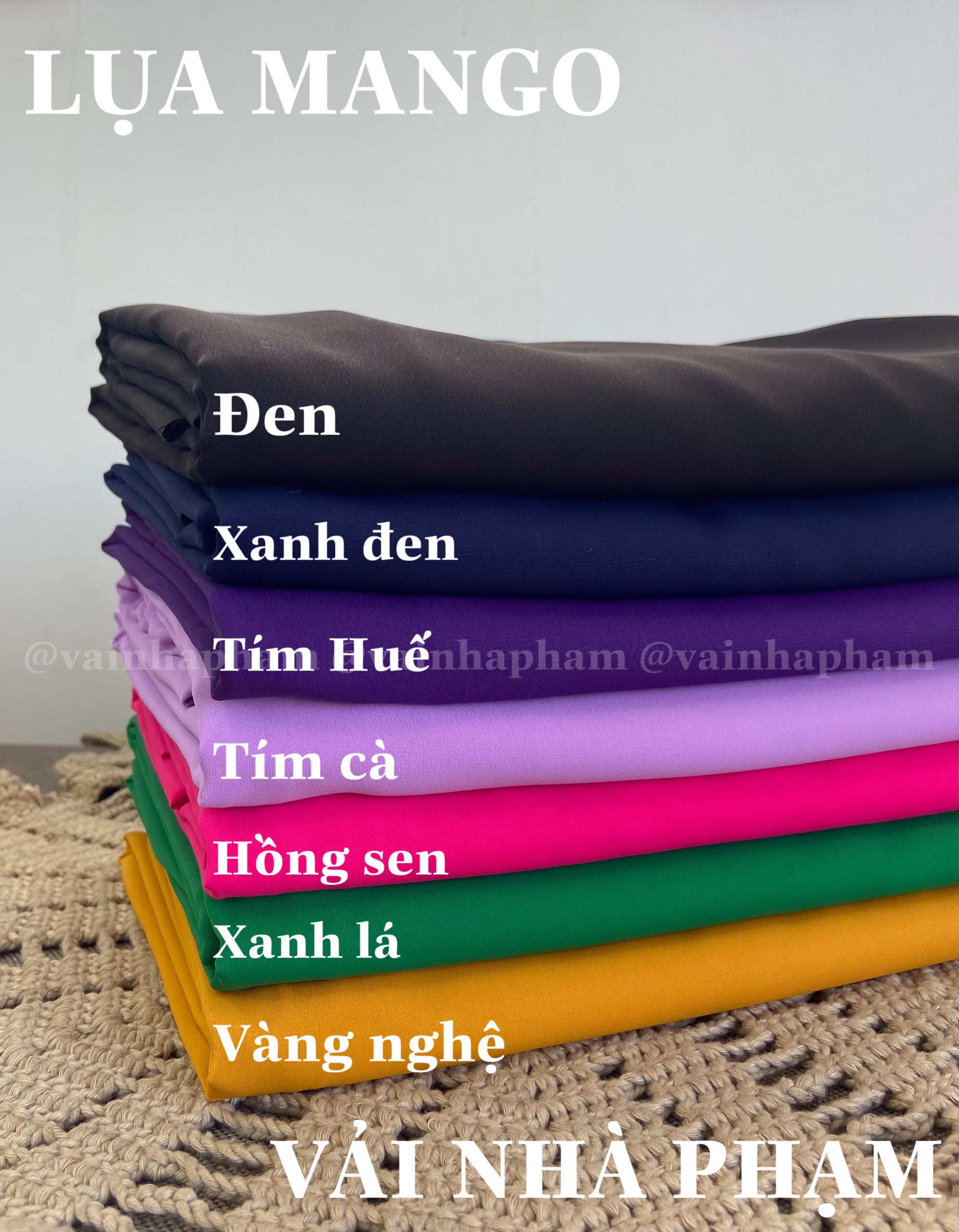 Lụa mango màu - vải áo dài - khổ vải 1.5m - vải nhà phạm