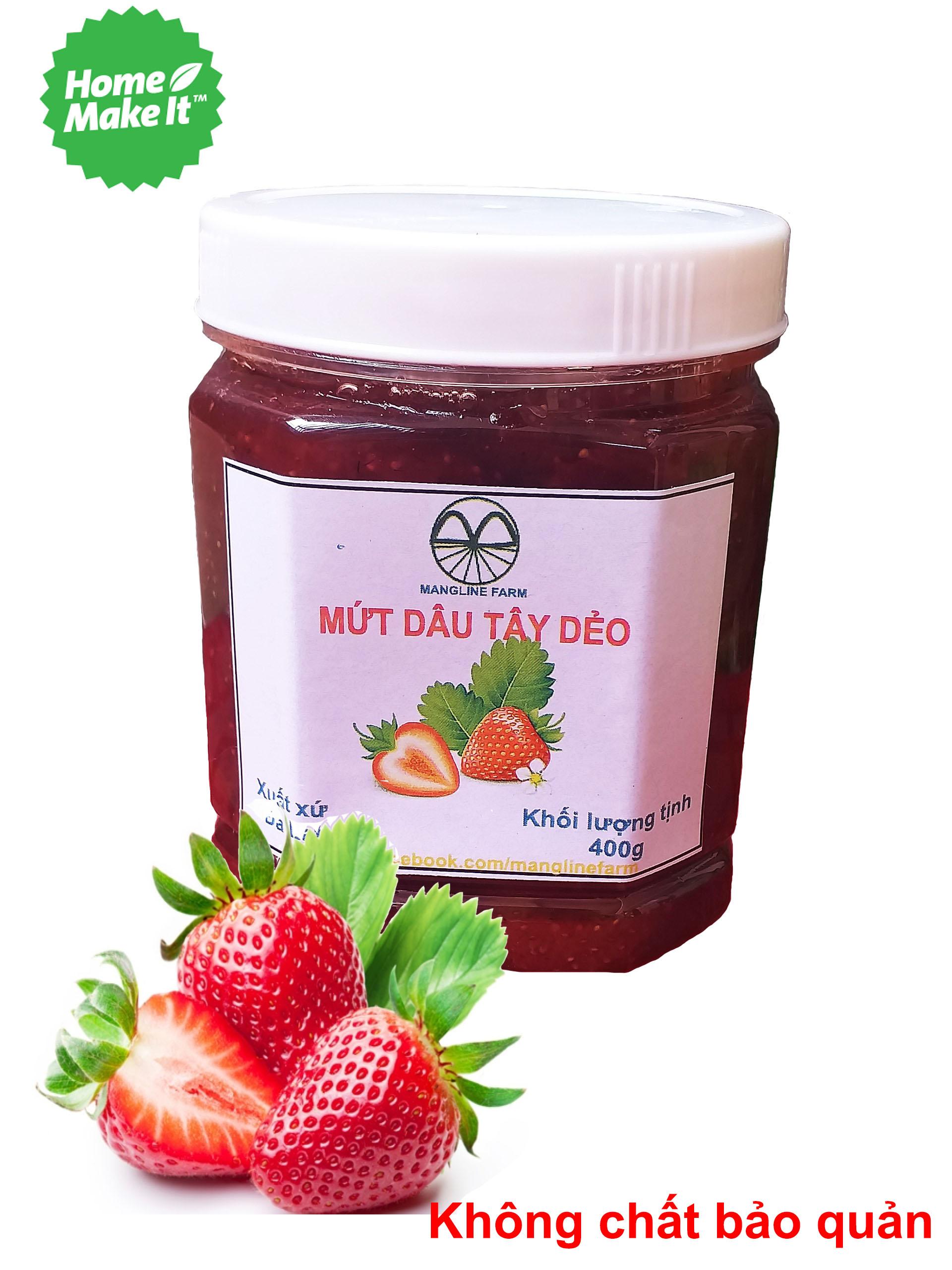 (Mua 1 tặng 1 date mới) Mứt dâu tây dẻo Đà Lạt 400g dâu tây nguyên trái pha nước dâu tây lắc siêu ngon hoặc ăn kèm bánh mì sanwich/ Mứt dâu tằm dẻo Đà Lạt 400g dâu tằm nguyên trái pha nước dâu tằm lắc siêu ngon hoặc ăn kèm bánh mì sanwich