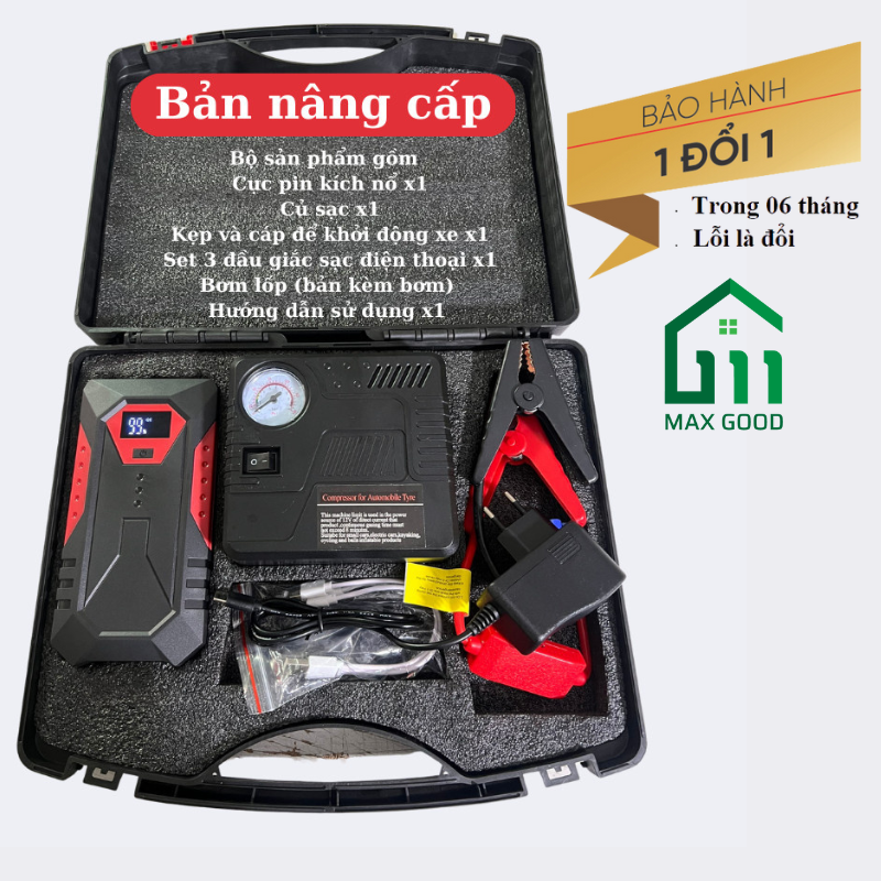 Bộ kích điện,kích nổ bình ắc quy 12V kèm bơm/không kèm bơm, cứu hộ ô tô xe máy công suất lớn kiêm sạc dự phòng High Power TM15