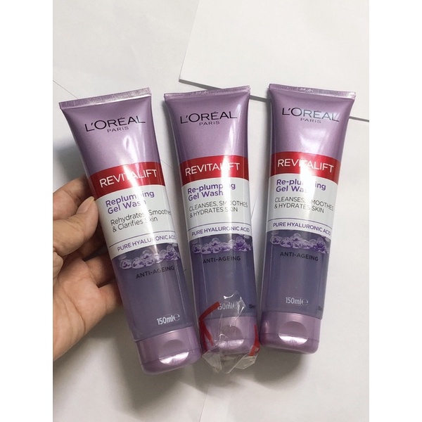 Sữa rửa mặt chống lão hoá sáng mịn da L'Oreal Paris Revitalift Filler Replumping Gel Wash 150ml