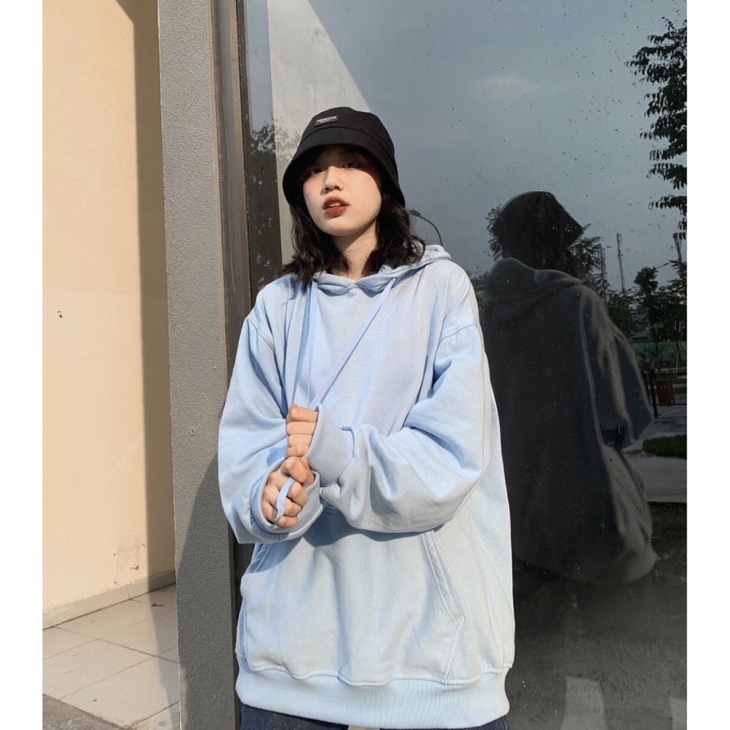 Áo hoodie xanh biển trơn unisex - áo khoác nỉ bông hoodie basic blue - hoodie chui đầu thời trang nam nữ phong cách