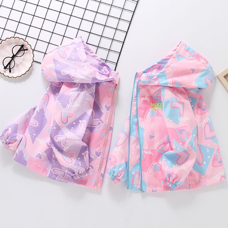 Áo khoác gió họa tiết tim cho bé gái - jumping beans official store