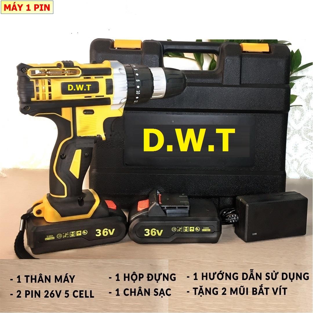 Máy khoan bê tông dùng pin, máy khoan bê tông búa d.w.t 36v tặng bộ mũi khoan