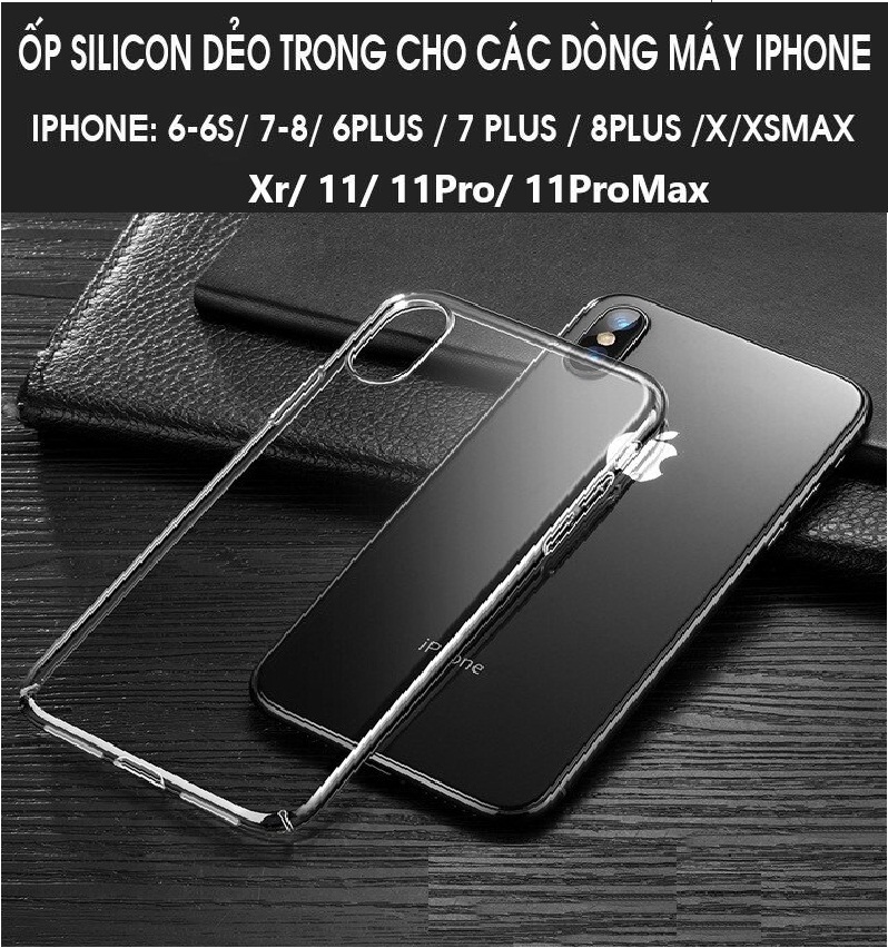 Ốp Silicone Dẻo Trong Suốt Không Ố Màu Dành Cho Đủ Dòng Điện Thoại IPhone