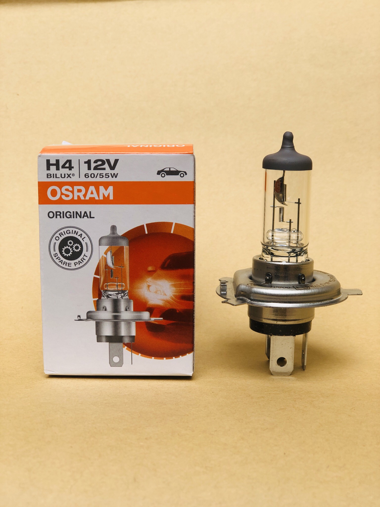 Bóng đèn pha halogen osram đức tiêu chuẩn chân h4 12v 55w dùng cho ô tô, xe máy
