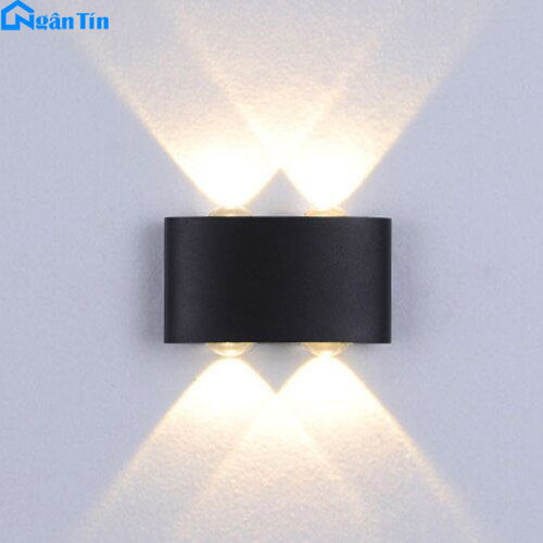 Đèn Led hắt tường treo tường gắn tường trong nhà ngoài trời 4 bóng Led 220V VNT619-19 màu đen Ngân Tin