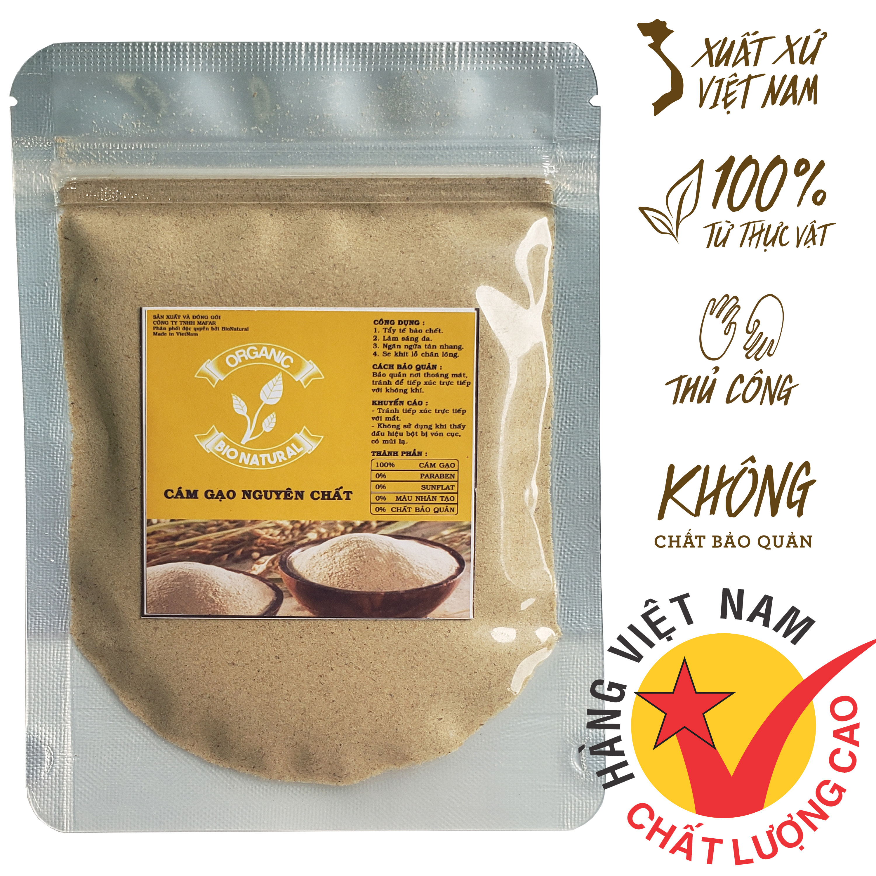 Bột đắp mặt cám gạo nguyên chất handmade 50gr