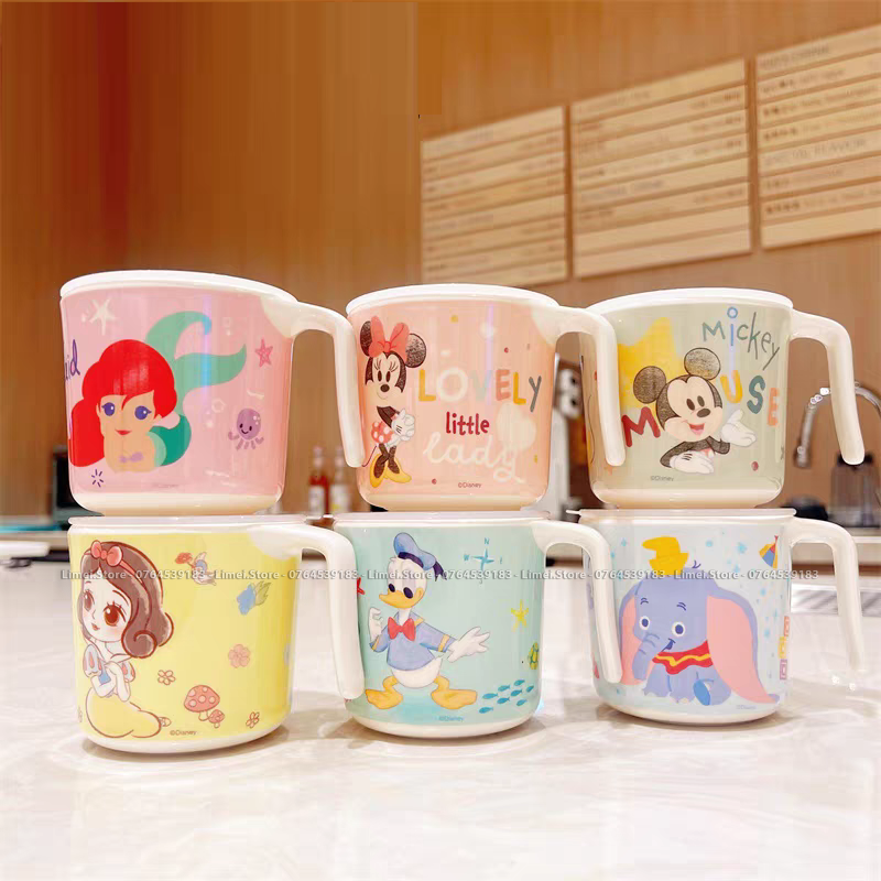 Ly nhựa uống nước melamine có nắp có quai Frozen Elsa Mickey Princess Car Disney cho trẻ em bé trai gái