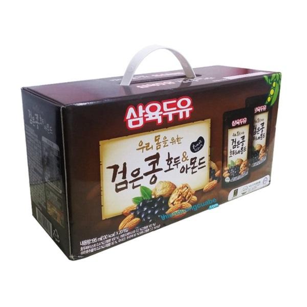 Thùng 20 túi sữa nước óc chó đậu đen hạnh nhân sahmyook hàn quốc 195ml kl513