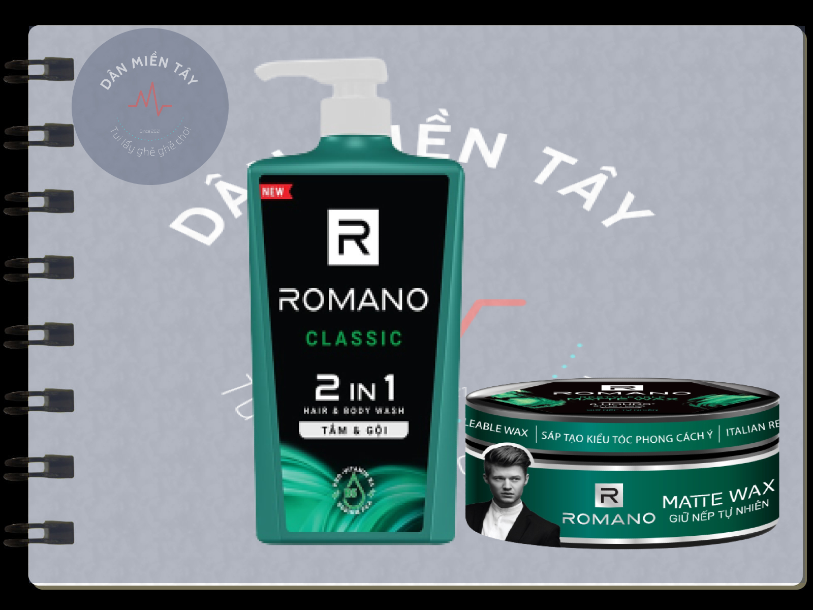 Tắm Gội 2in1 Romano Classic 650g + Wax Matte Xanh 68g – Combo Nam