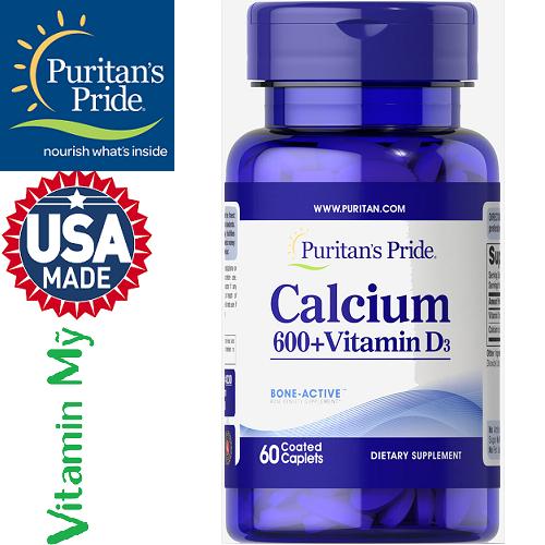 Túi zip 10 viên: Viên Uống Bổ Sung Canxi Và Vitamin D3 Puritan's Pride Calcium 600+ Vitamin D3 60 Viên SKU: 4230, HSD: 6/2024