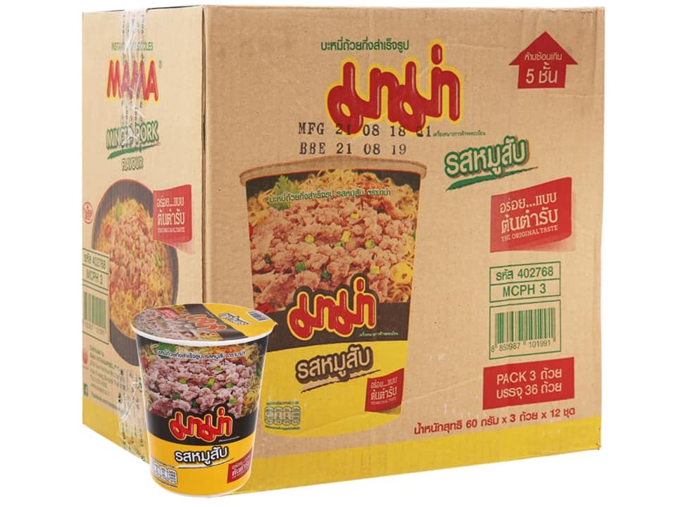Lốc 6 ly mỳ thịt bằm mama thái lan