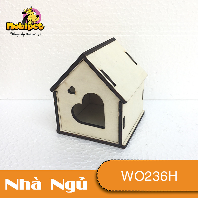 Nobipet - Nhà Ngủ Gỗ NK tự nhiên hộp trái tim TOKYO dành cho Hamster Lớn 3