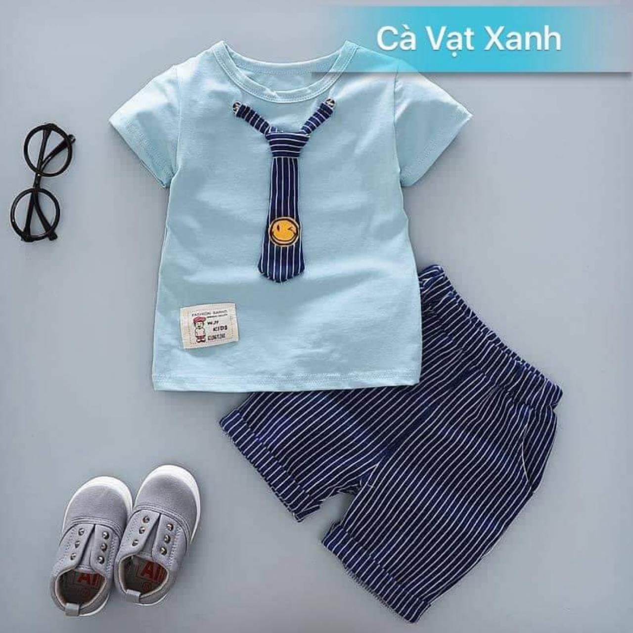 Bộ thun cotton MỀM MỊN in cavat cho bé trai