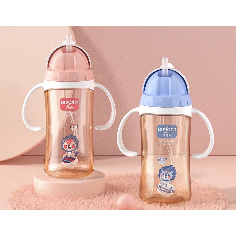 Bình tập hút nước cho bé chống tràn chống sặc Engohn chính hãng chất liệu Tritan 240/280ml Kidspeace