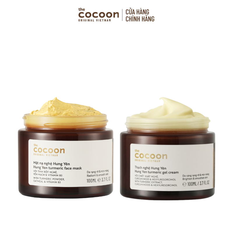COMBO 1 Thạch nghệ Hưng Yên giúp làm sáng da và mờ thâm Cocoon 100ml + 1 Mặt nạ nghệ Hưng Yên 100ml