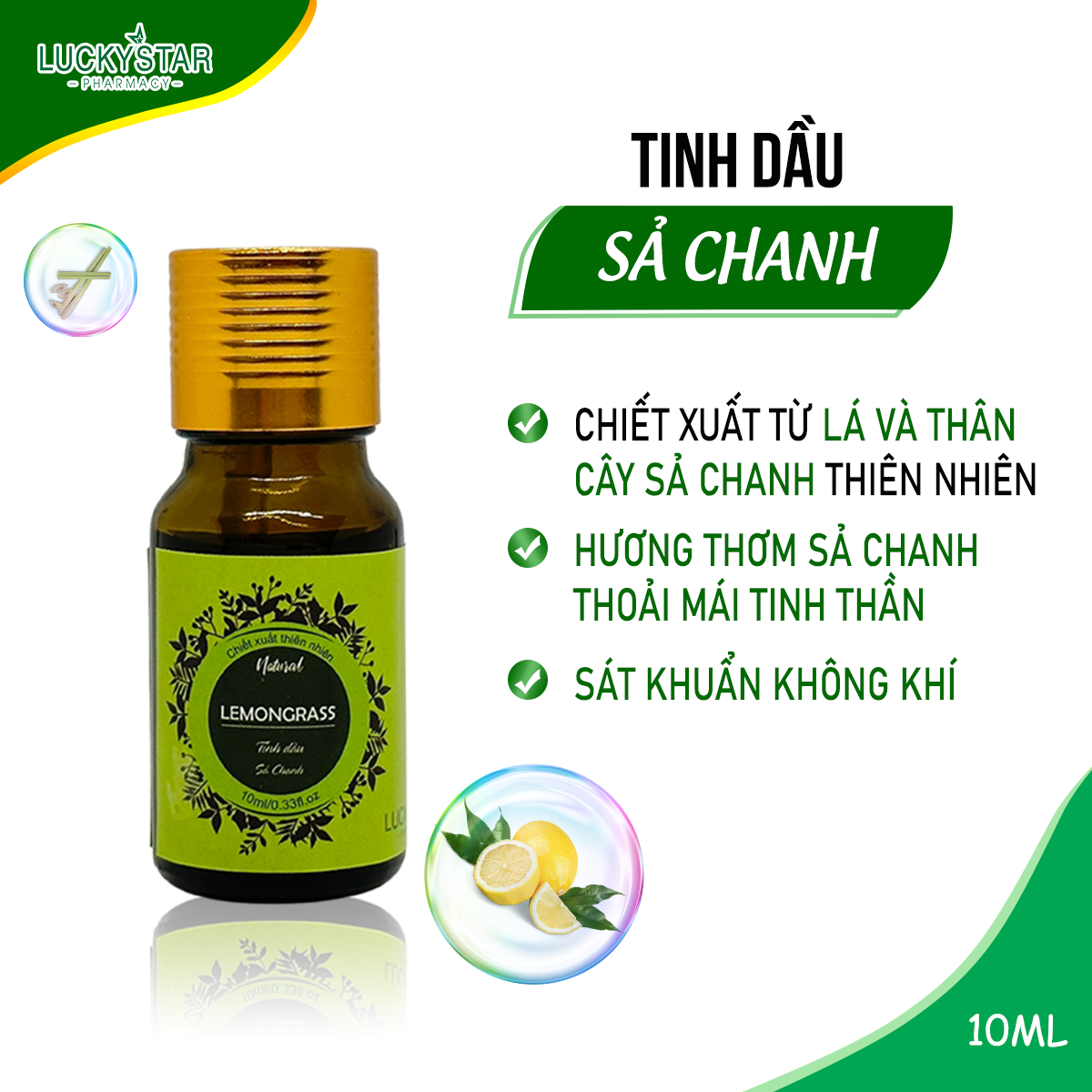 Tinh dầu xe hơi sả chanh quà tặng lucky star