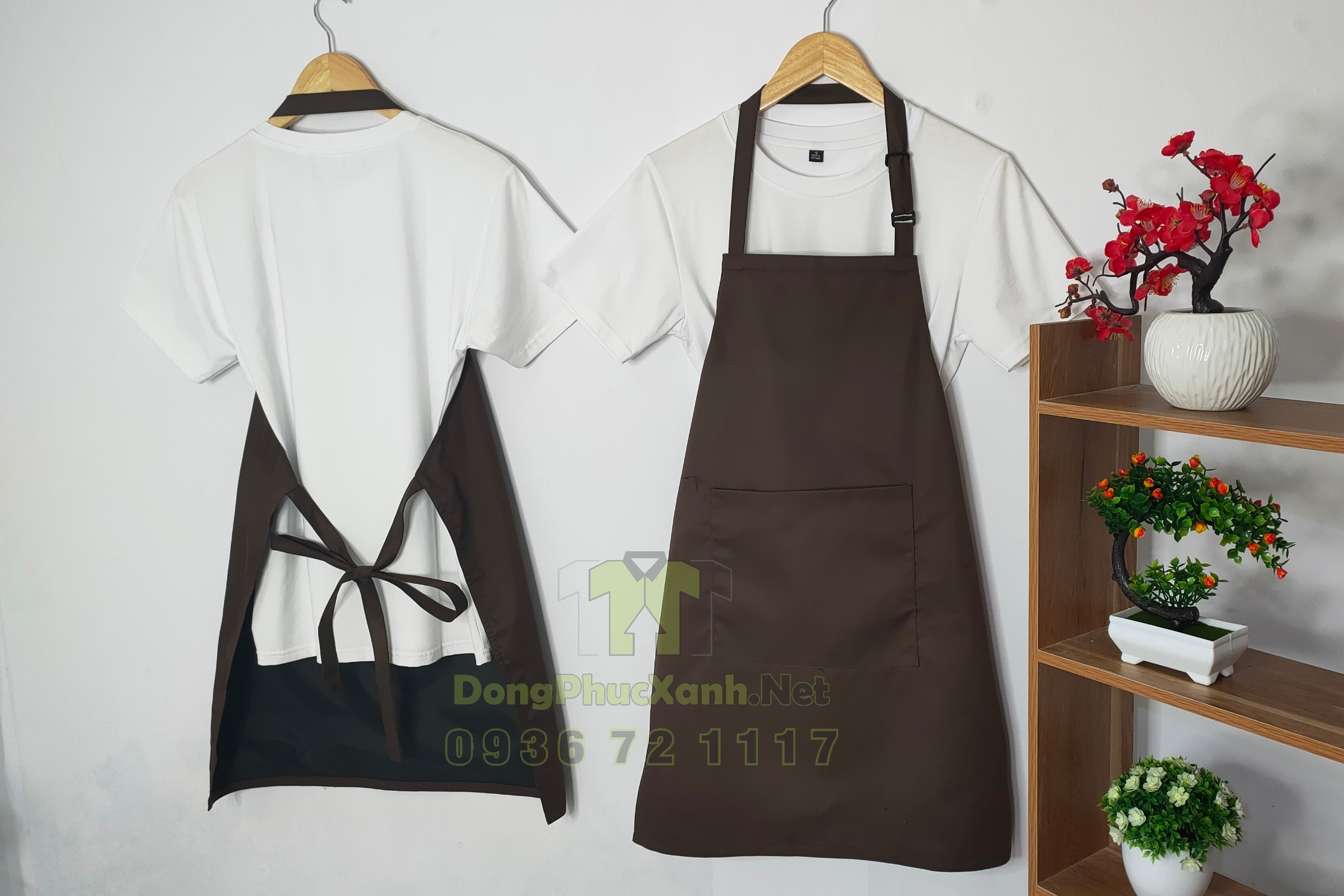 Tạp Dề Chống Thấm Nước 2 Lớp vải Kaki Free size Nam Nữ thiết kế Cao Cấp