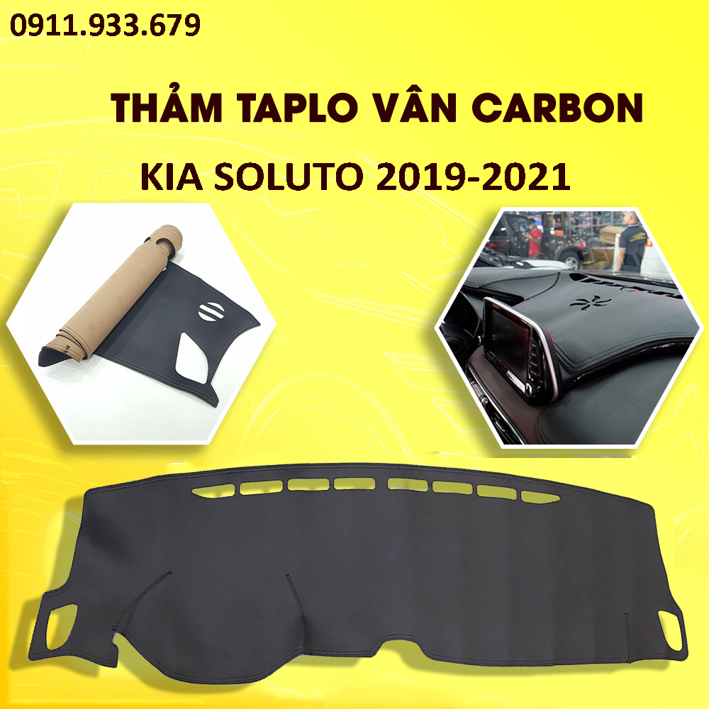 HCM- Thảm taplo da carbon xe Kia SOLUTO 2018 đến 2023 - Hàng Cao Cấp Loại 1,chống nắng thẩm mỹ