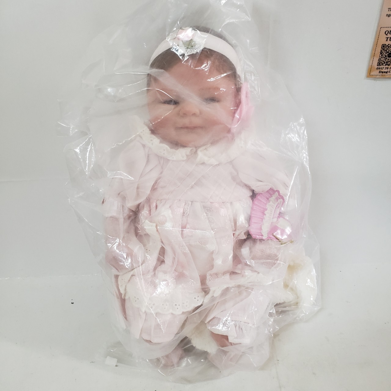 Búp Bê Tái Sinh Thân Gòn Mềm Mại NPK Bé Có Má Lúm Áo Hồng 16 inch 40 cm Reborn Vinyl Doll PVN4374